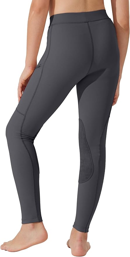 Willit Girls Horse Riding Pants Tights Kids Equestrian Breeches Knee-Patch Youth Schooling Tights Zipper Pockets