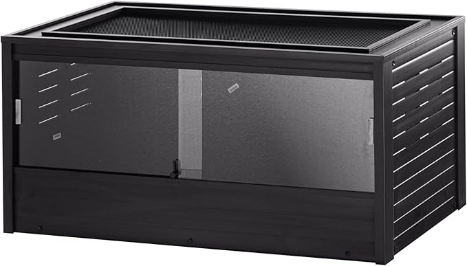 New Age Pet ECOFLEX Two Large Reptile Enclosures with Matching Stacker Combo Set in Black