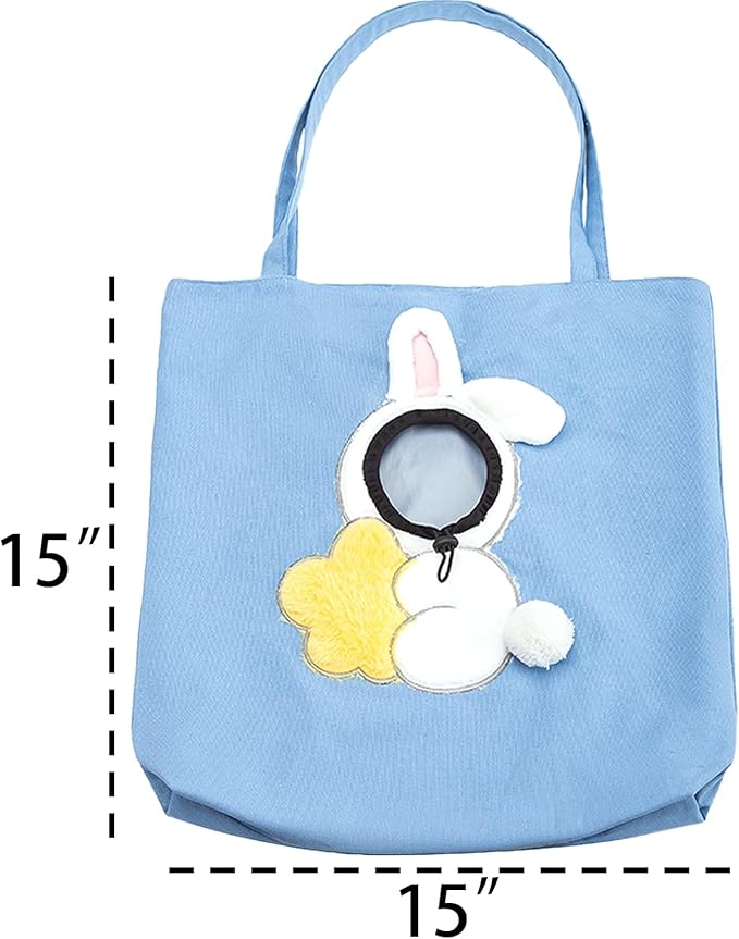 Pet Canvas Shoulder Carrying Bag, Cute Rabbit Shaped Cat Carrier, S Size Portable Kitten & Puppy Tote, Cozy Carriers for Small Dogs, Cats, and Pets, Handbag for Outdoor, Shopping, and Camping