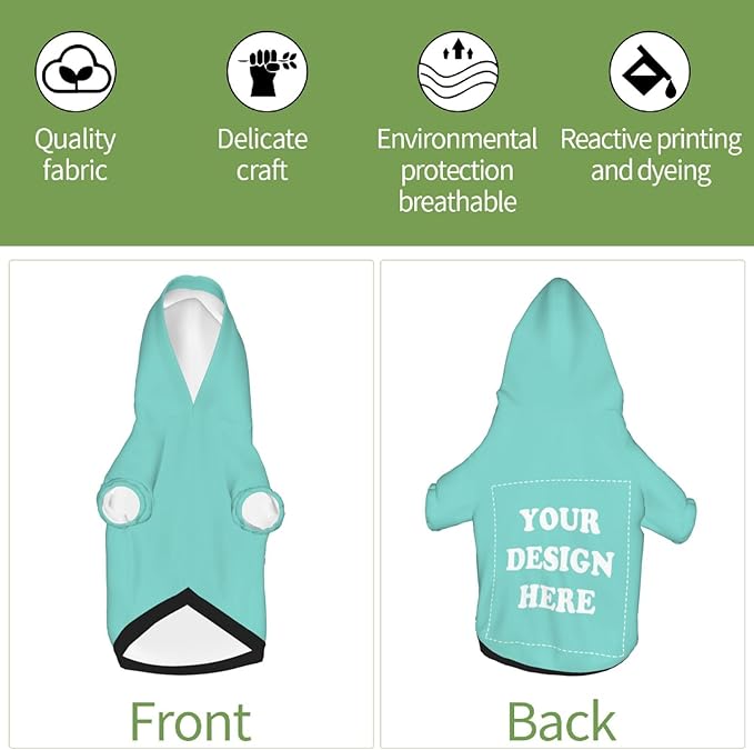 Dog Costume, Custom Dog Hoodie, Dog Name Costume Holiday Pet Pajamas Outfit, Personalized Pet Coat Costumes for Small Medium Large Dogs and Cats for Winter, Turquoise, M
