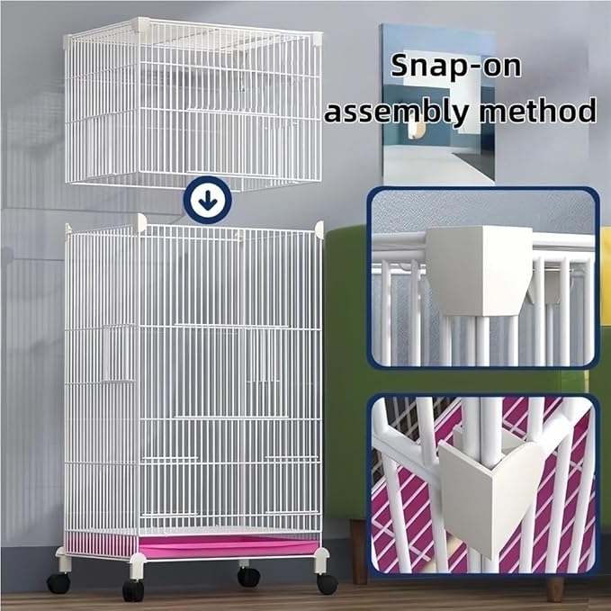 39.4-Inch Rolling Metal Bird Cage with Stand, Includes Grass Nest - Spacious Parrot Home for Budgies, Lovebirds, Canaries (Black)