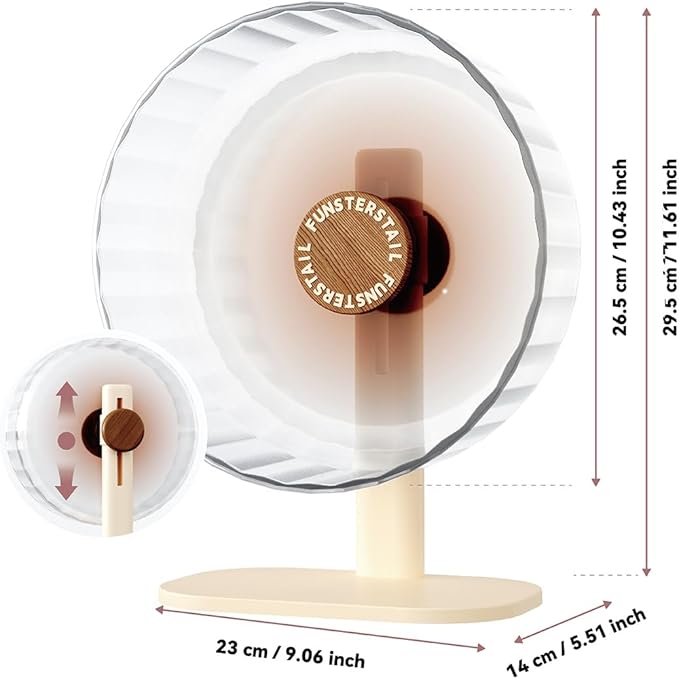 Super Silent Hamster Wheel 10.4 Inch, Magnetic Large Rat Wheel for Chinchilla, Gerbil, Guinea Pig, Cat, Mouse, Sugar Glider and Dwarf, Syrian Hamster Accessories (Wood Brown)