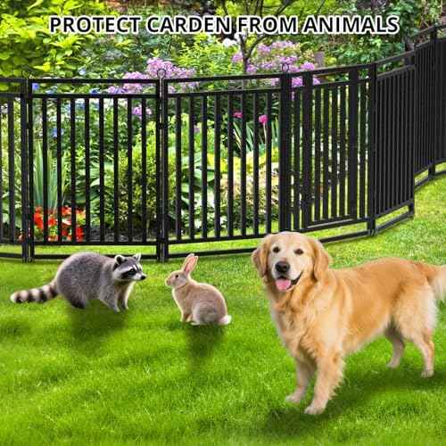 54ft (L) × 47in (H), 21 Panels & 3 Gates Garden Fence, Durable Outdoor Yard Barrier, Secure Garden Fencing, Weather-Resistant Fence for Privacy & Decoration, Black-Silver
