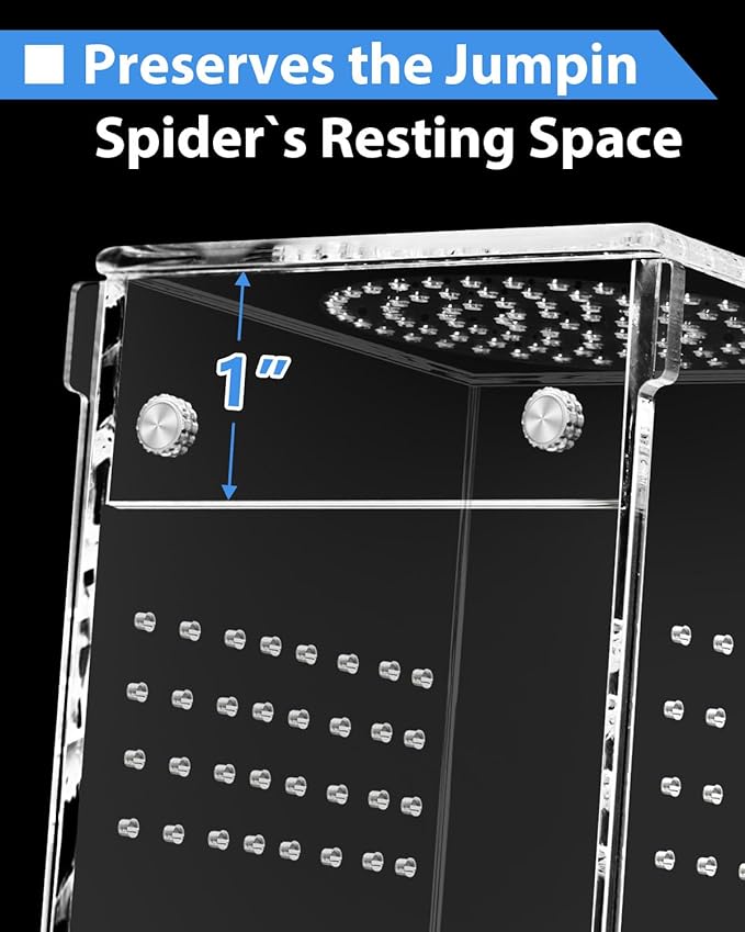 Jumping Spider-Enclosure 3x3x6 Inch Mini Tarantula-Enclosure, Small Jumping Spider Accessories Terrarium, Acrylic Full Transparency Child Play Tortoise Enclosure, Bug Terrarium (Mini Magnetic)