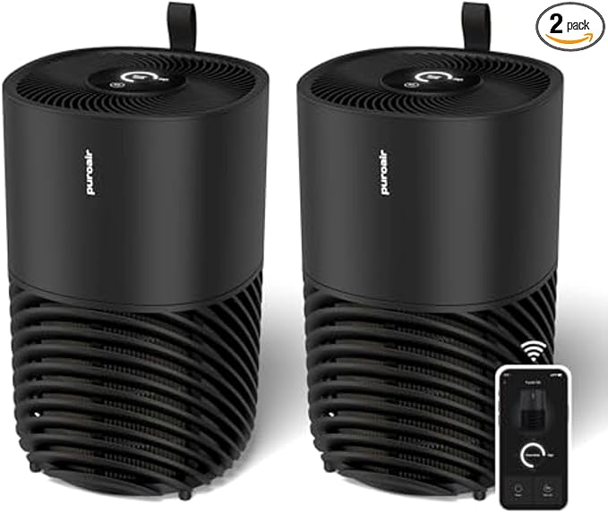 PuroAir 130i HEPA Air Purifiers for Home Pets - Covers Up To 600 Sq Ft - Filters Up To 99.9% of Pollutants, Smoke, Pollen, Dust - Quiet HEPA Air Filter - Air Purifiers for Bedroom (2 Pack)