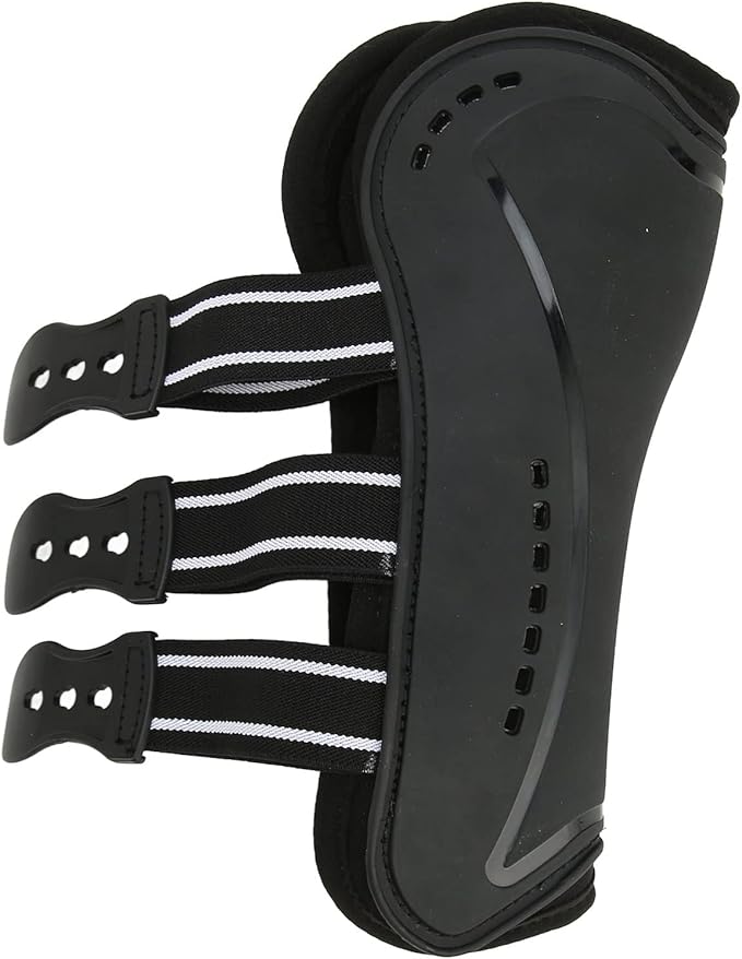 Horse Leg Guard, Horse Leg Protector Shock Absorption Breathable Open Front Tendon Boots for Jumping Show Riding, PU Shell Front Back Wrap Protective Boots Guards (L)