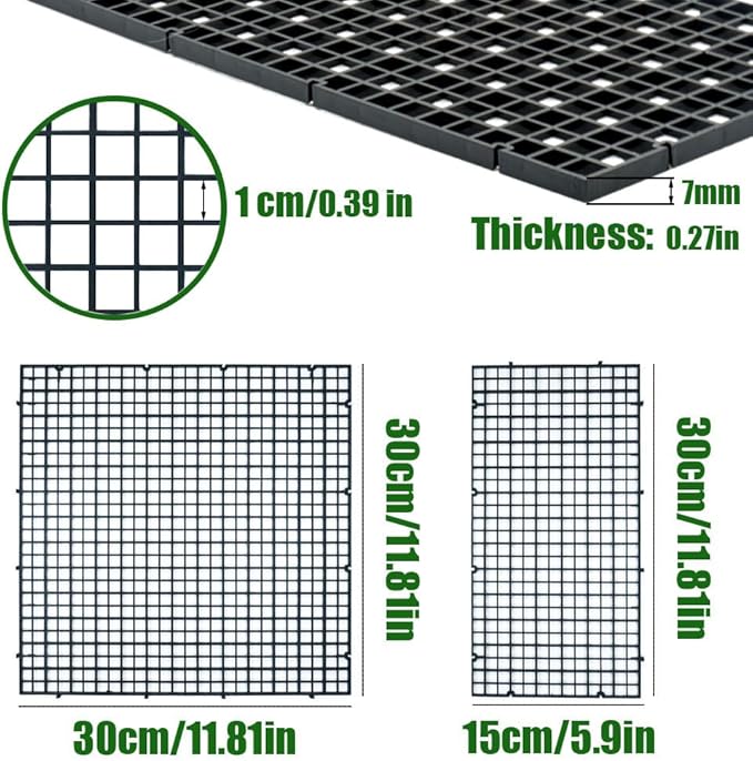 LINLAN 8 Pieces 11.8x11.8in (30X30cm) Aquarium Grid Plastic, Fish Tank Divider, Egg Crate for DIY Filtration and Bottom Protection in Aquascaping (White-No Accessories)