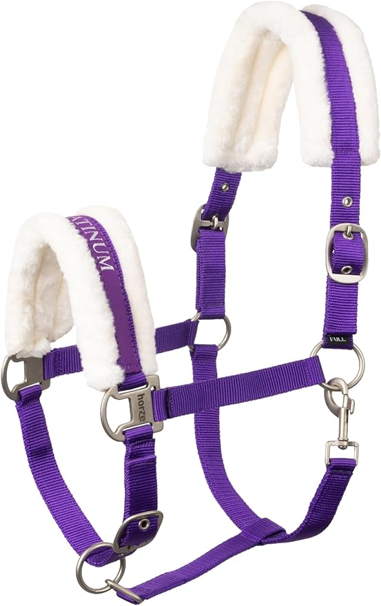 HORZE Howard Soft Fleece Padded Adjustable Polyester Horse Halter - Purple - Shetland