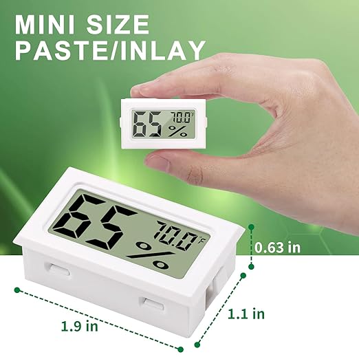 Mini Hygrometer Indoor Humidity Meter, Digital Humidity Gauge Indoor Thermometer (℉) for Home, Office, Reptile, Car, Greenhouse, Lab, Terrarium, Cellar, Humidors A02 White