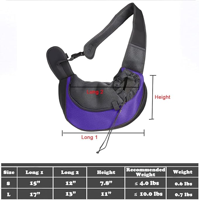 Pet Dog Sling Carrier, Breathable Mesh Portable Travel Safe Pet Sling Shoulder Bag Carrier with Adjustable Non-Slip Shoulder Strap for Small Dogs Cats Puppy