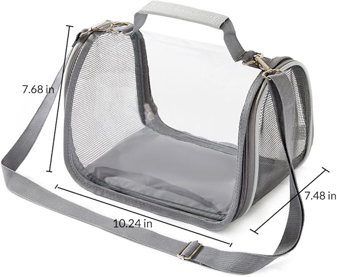 Reptile Small Animal Travel Carrier - Portable Ventilated Pet Carrier for Bearded Dragons, Lizards, Sugar Gliders, Hedgehogs, Rats, Birds, Guinea Pigs etc | Escape-Proof, Breathable Mesh (Grey)
