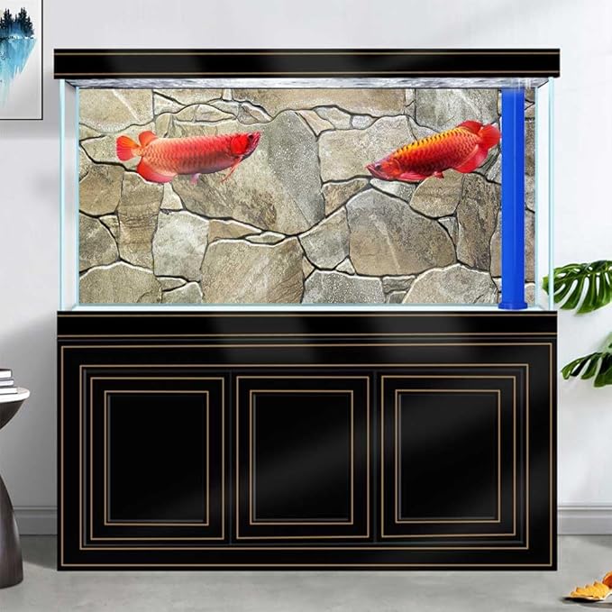 30X18IN Marble Aquarium Background, Art Marble Aquarium Background, Natural Marble Glass Terrarium Background with 8 EVA Double-Sided Tape