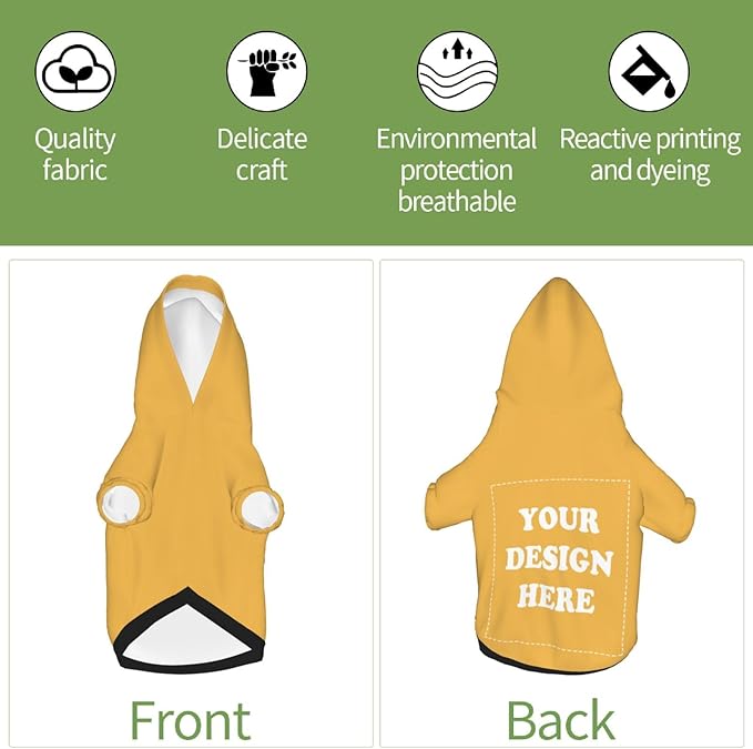 Dog Costume, Custom Dog Hoodie, Dog Name Costume Holiday Pet Pajamas Outfit, Personalized Pet Coat Costumes for Small Medium Large Dogs and Cats for Winter, Gold, XXS