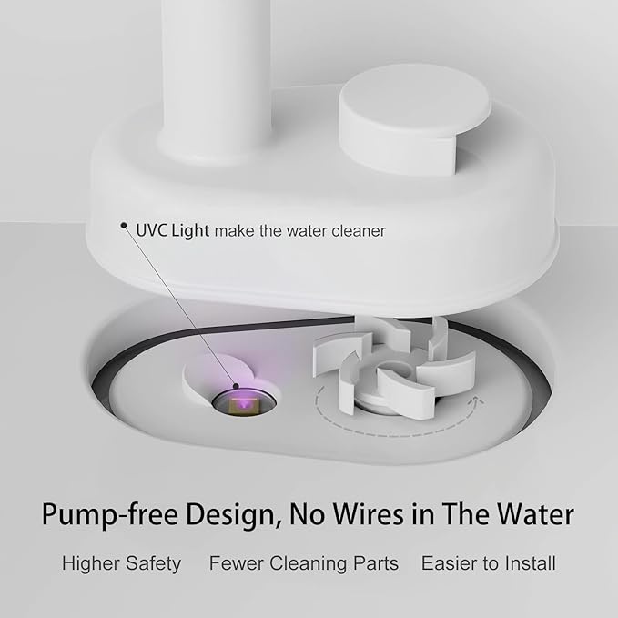 Cat Water Fountain, App Control Wireless Cat Fountain, 122oz/3.6L Pumpless Water Fountains for Cats Indoor with Stainless Steel Tray, Wi-Fi Dog and Pet Water Fountain (Black, Fountain+2 Fliters)