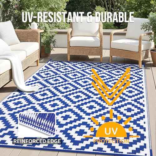 Outdoor Rug 9x12 ft Waterproof Reversible Mat