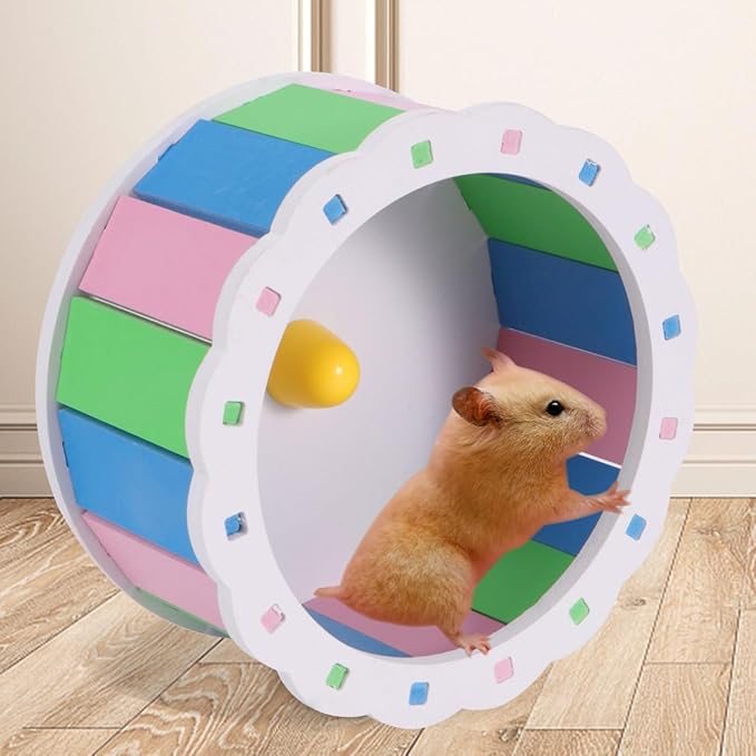 POPETPOP Silent Running Wheel 5.11 Inch Ultra-Quiet Hamster Exercise Wheel for Small Animals Gerbils Hedgehogs Pet Fitness Toy