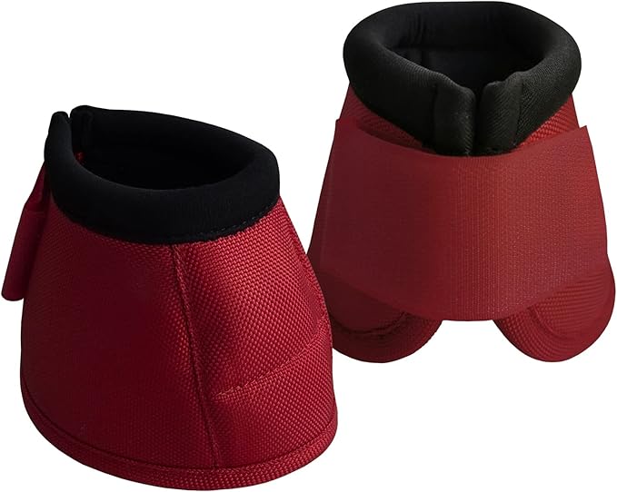 Equine Ballistic Overreach Bell Boots, No-Turn Horse Hoof Protection Boots (Sold in Pairs) WineRed Large