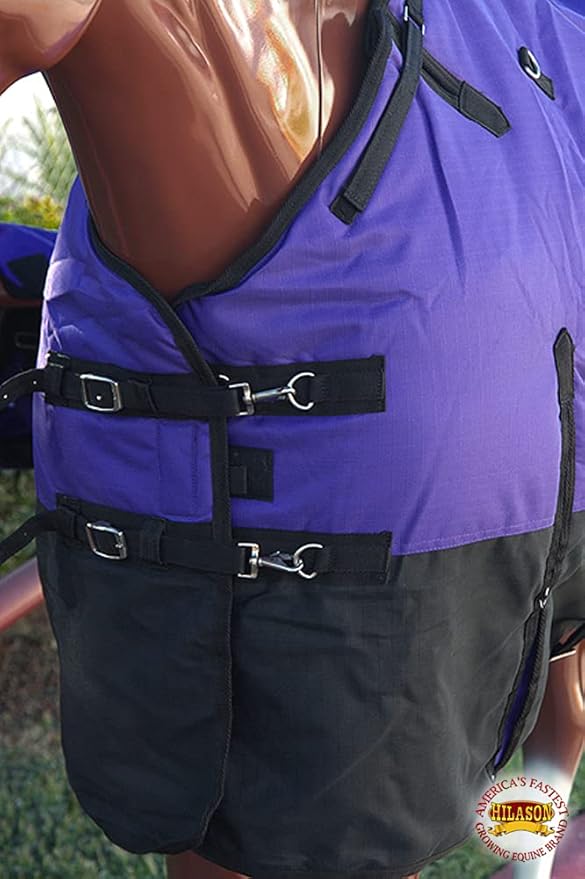 HILASON 1200D Winter Waterproof Poly Horse Turnout Blanket Belly Wrap Purple | 84 in