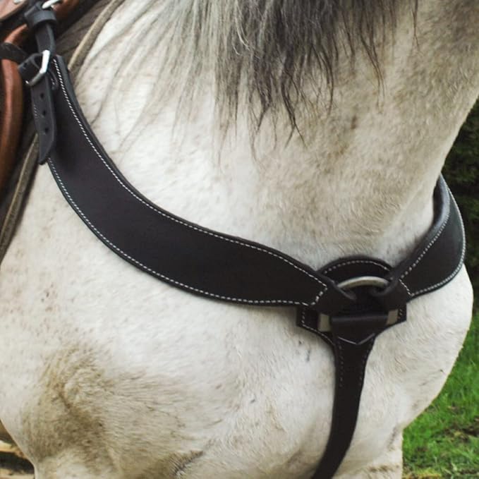 Western Horse Breast Collar - Hand-Tooled Leather Tack for Barrel Racing, Roping & Trail Riding - Durable Adjustable Fit - Rodeo & Show-Quality Equestrian Gear