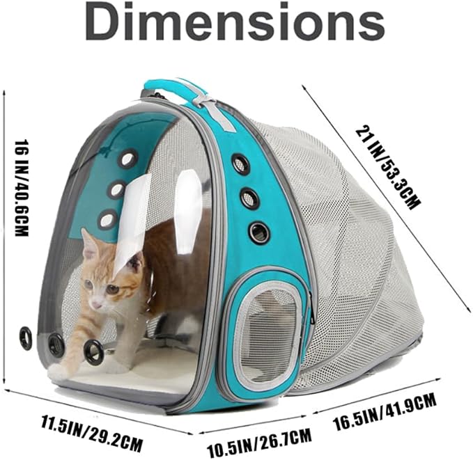 halinfer Cat Travel Backpack with Fan, Fit up to 12 lbs, Space Capsule Astronaut Clear Bubble Window Pet Backpack for Kitten and Small Puppy Green