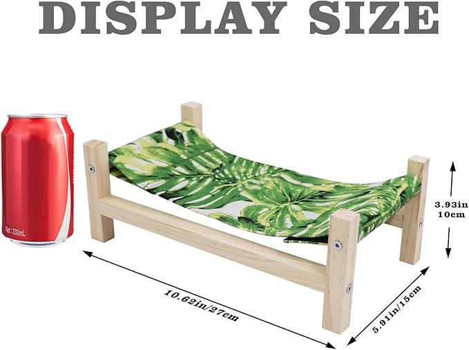 Bearded Dragon Bed, Wooden Reptile Sleeping Hammock, Bearded Dragon Tank Accessories, Habitat Accessories for Leopard Gecko Snake Lizard or Other Small Animal (Green 1, Small)
