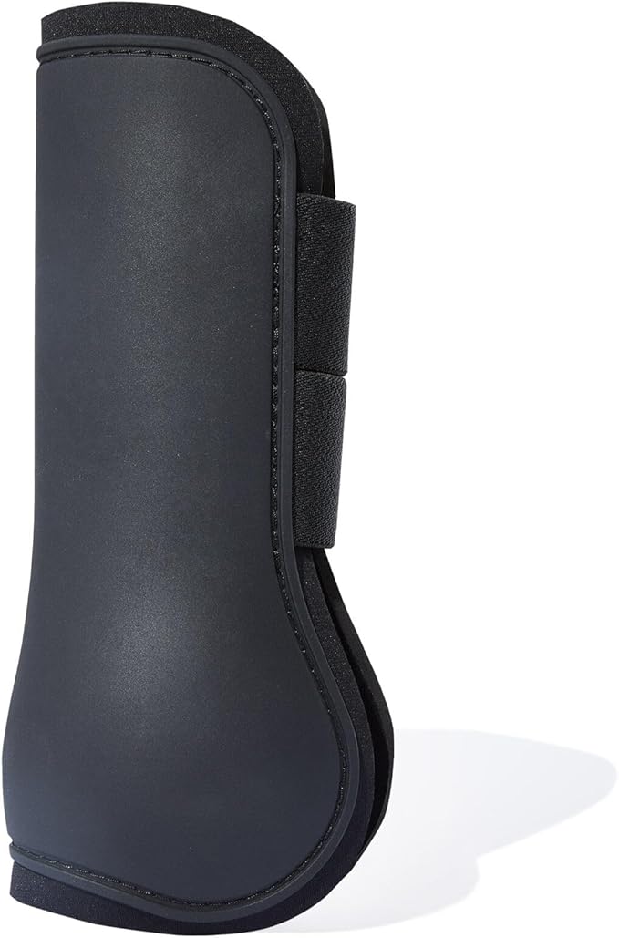 HORZE Adepto Open Front Tendon Boots | Durable Shell with Neoprene Lining - Black - Horse