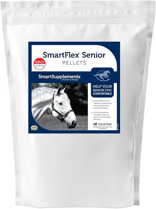 SmartFlex Senior Pellets | Horse Joint Supplement with Chondroitin Sulfate, Glucosamine and More | Joint Supplement for Senior Horses | 112 Servings | 14.8 lb Bag