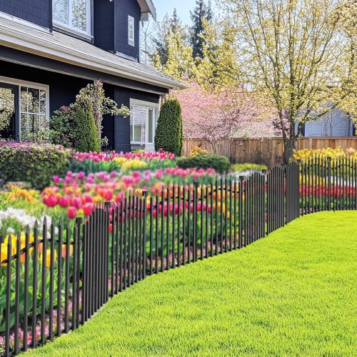 No Dig Garden Fence 24" H x 22.5'L Decorative Yard Dog Outdoor Panels (4.82 Sq Ft)