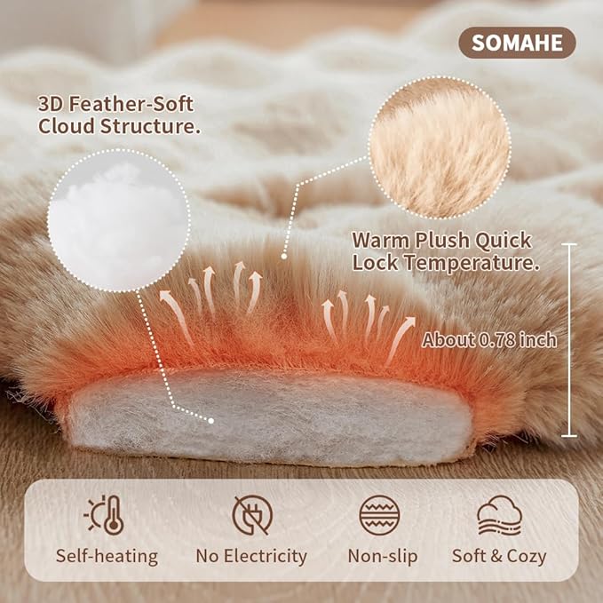 Dog Beds Mats Cat Bed Mat Plush Faux Fur Puppy Pad with Anti-Skid Bottom Cozy Kitten Bed for Carriers/Floor Dog Friendly 27 x 20 Inch Large Coffee