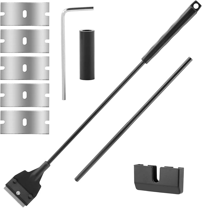 Fish Tank Scraper Cleaner, 21" Handheld Aquarium Cleaning Tool Length Adjustable Scraper Brushes Set for Fish Ree-f Plant Glass Tank (Color:Black)