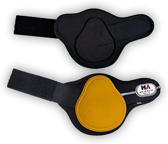 Majestic Ally Horse Leg Protection Fetlock and Tendon Boots Set, PU Shell, Neoprene Lining, Hook and Loop Closures, Multiple Colors and Sizes