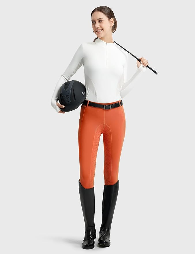 FitsT4 Sports Women's Full Seat Riding Tights Active Silicon Grip Horse Riding Tights Equestrian Breeches
