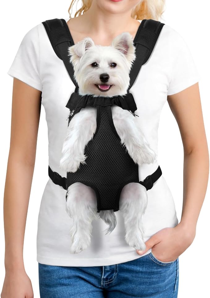 YUDODO Pet Dog Carrier Backpack Adjustable Dog Front Carrier, Legs Out Easy-Fit Dog Travel Backpack Carrier for Hiking Camping for Small Medium Dogs Cats and Rabbits (Medium (Pack of 1), A-Black)