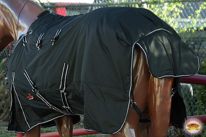 Black 69 in HILASON 1200D Winter Waterproof Poly Horse Turnout Blanket Belly Wrap