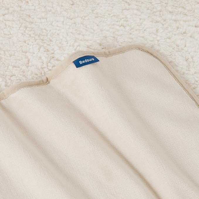 Bedsure Waterproof Blanket for Bed - Sherpa Fleece Waterproof Dog Blankets for Large Dogs, Pet Blankets for Bed/Couch/Dog Crate, Soft Plush Reversible Furniture Protector, Twin-XL, 66"x90", Cream