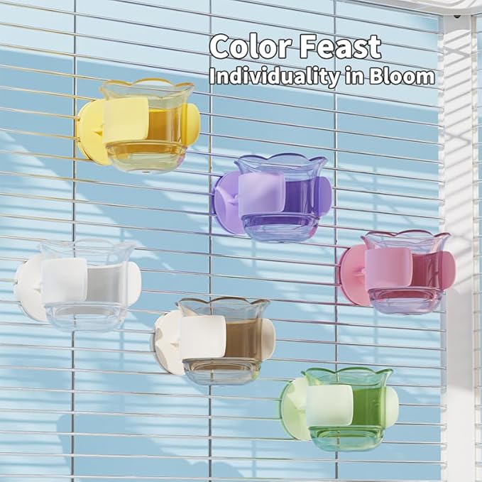 2pcs/4pcs PET Bird Bowls with Clamp, Bird Cage Feeder, Durable Water Bowl, Feeding Cups, Water Feeder for Cockatiel, Parakeet, Macaw, Finches, Lovebirds, Small Animals Gray (Yellow, 4pcs)