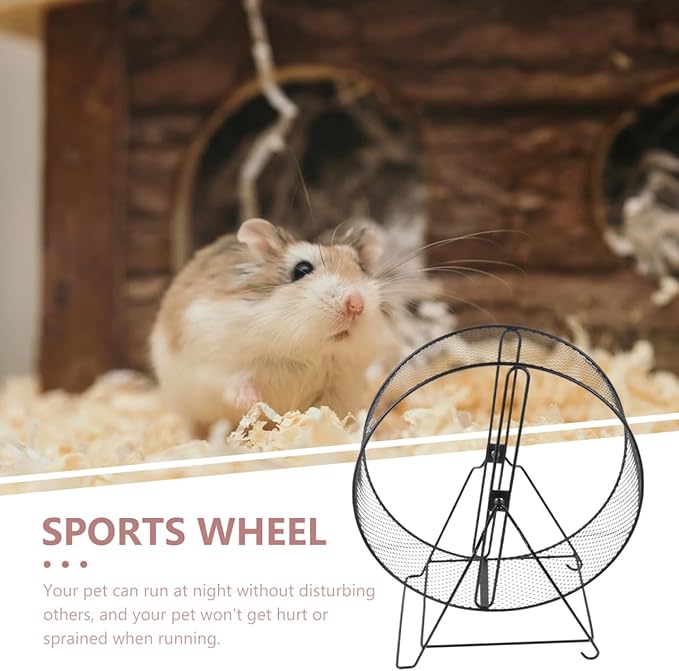 Mikikit Hamster Toys Hamster Wheel, Interesting Running Wheel Mesh Exercise Wheel Household Hedgehog Running Toy with Rack for s Gerbils Rat Small Pet Wheel