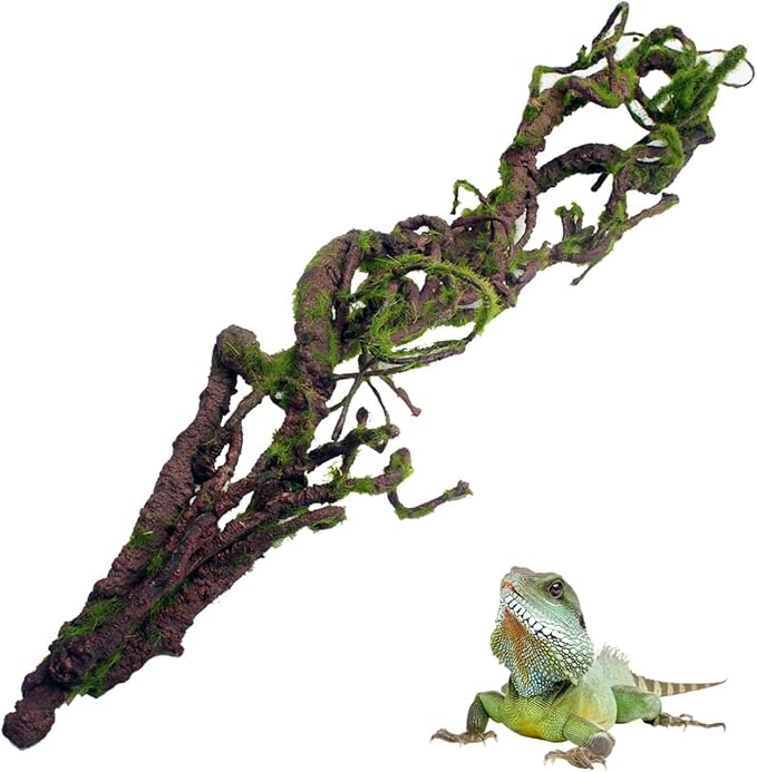 BNOSDM Reptile Bend-A-Branch Vines with Moss,Bendable Reptile Jungle Vines,Bearded Dragon Climbing Plants Tank Accessories,Pet Habitat Decor for Chameleon Geckos Snakes Lizards Frogs