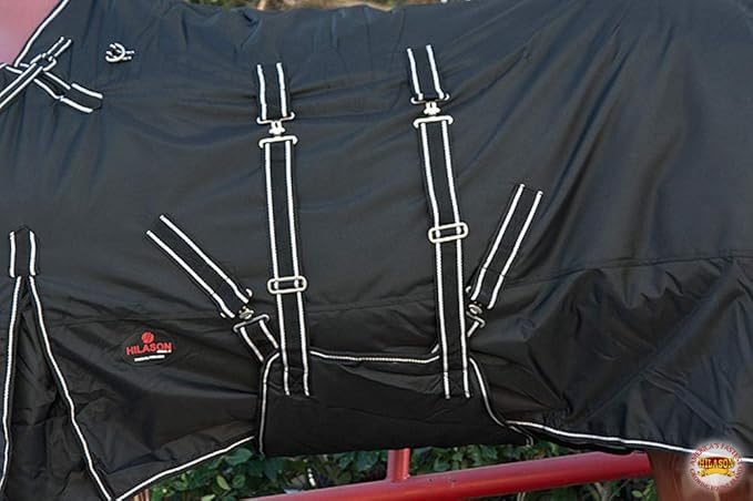 HILASON Black 78 in 1200D Winter Waterproof Poly Horse Turnout Blanket Belly Wrap