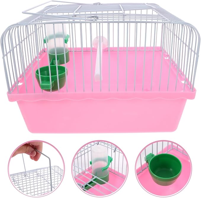 Bird Carrier Travel Cage Parrot Carrying Cage for Birds and Small Animals（Pink）