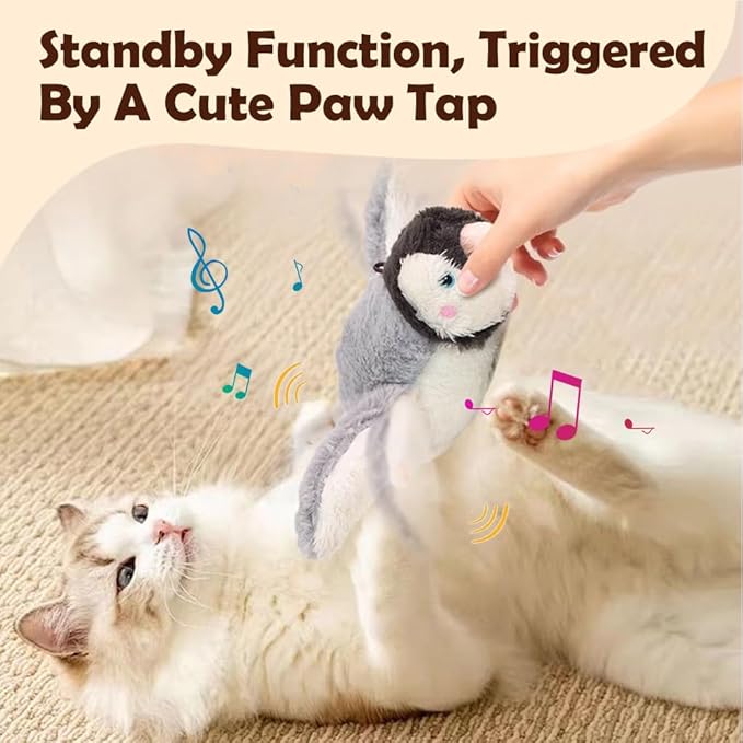 Flapping Chase Cat Toy, Interactive Chirping Flying Bird Cat Toy, Chirping Bird Cat Toy Flapping Wings (Orange)