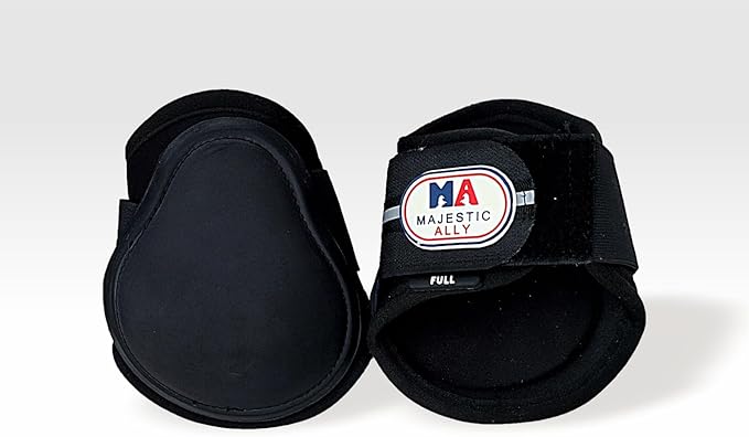 Majestic Ally Horse Leg Protection Fetlock and Tendon Boots Set, PU Shell, Neoprene Lining, Hook and Loop Closures, Multiple Colors and Sizes