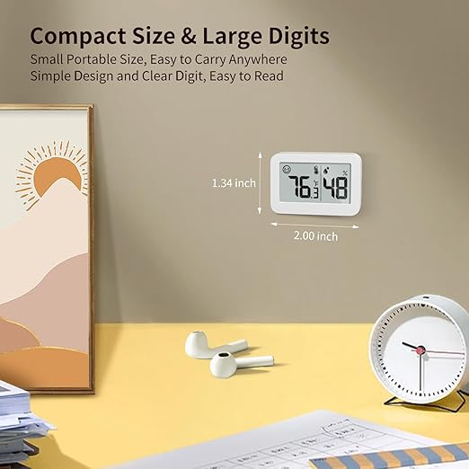 DOOMAY 2-Pack Mini Hygrometer Indoor Thermometer, Humidity Gauge with Switch (℃/℉), Humidity Meter Digital Temperature Monitor for Greenhouse Babyroom Cellar Reptile Incubator Closet