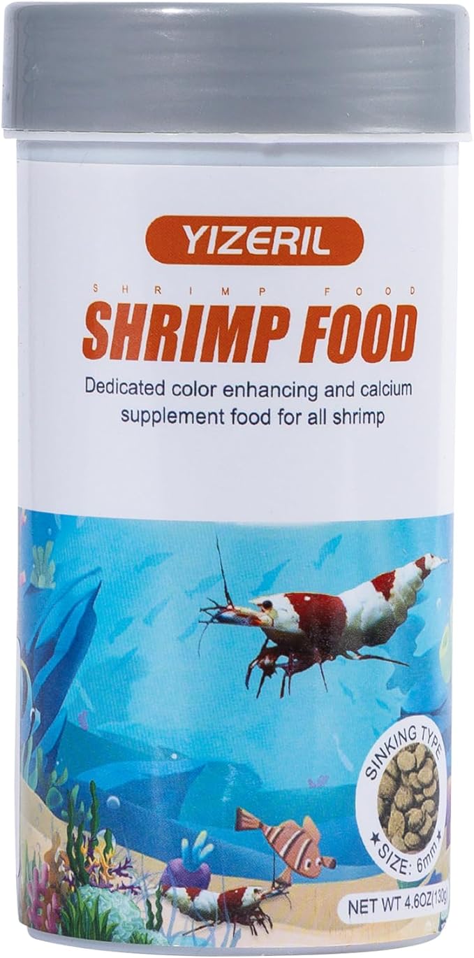 Premium Shrimp Food - High Protein Natural Pellets with Calcium Vitamins for Crystal, Red Cherry, Caridina & Tropical Shrimp(4.6oz)