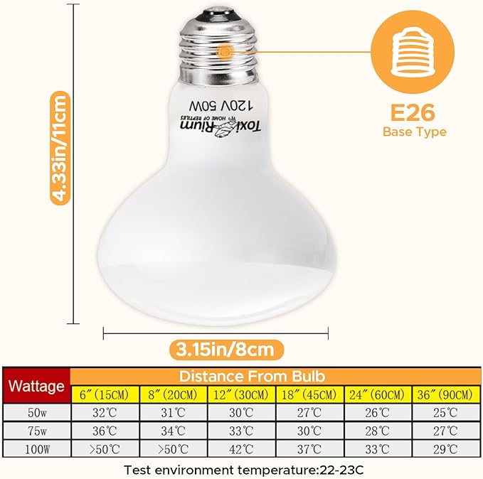 Reptile Heat Lamp 75W Reptile Sun Lamp Self-Ballasted Vapor Basking Spot Lamp/Bulb/Light for Reptile and Amphibian E26-2pcs