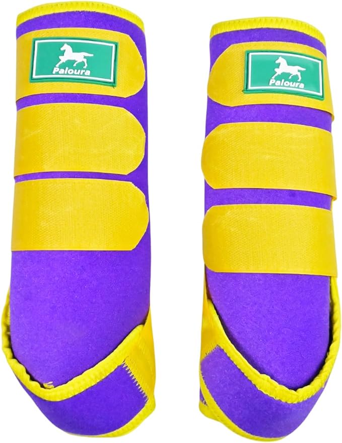 Equine Sport Horse Boots Set of 4 – Neoprene Leg Protection with Durable Hook & Loop Straps, Breathable & Comfortable Fit for Training, Riding, and Performance（Purple, Large）