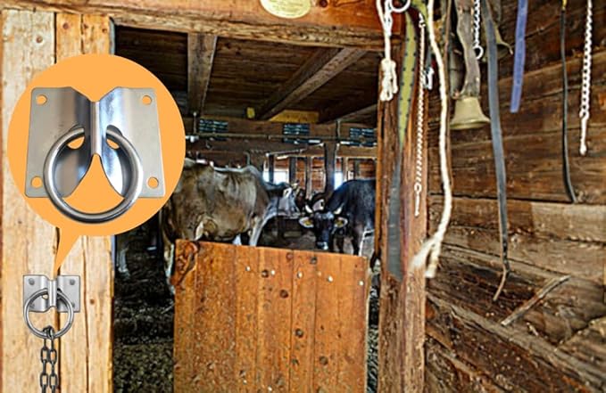4PCS Cross Tie Ring for Horse, Zinc Plated Wall Mount Horse Tie Ring 2 inch Tie Ring Plate, with Screws