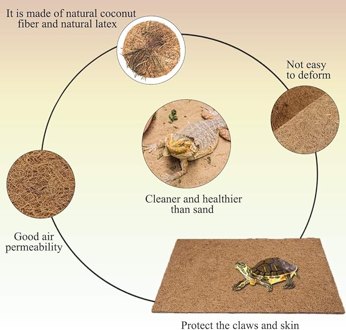 Hamiledyi 35.4×15.7" Reptile Carpet Coconut Fiber Substrate Large Lizard Cage Mat Coco Fiber Liner Snake Bedding Natual Coconut Fiber Carpet for Bearded Dragon Turtles Iguana Tortoises