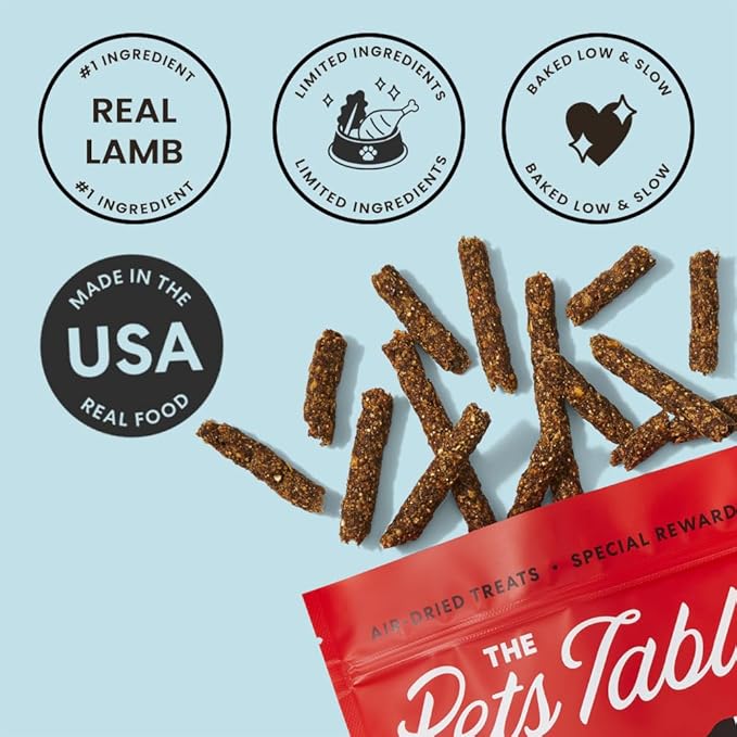 The Pets Table Lamb Limited Ingredient Diet Air-Dried Healthy Dog Treats, 8-Ounce Bag