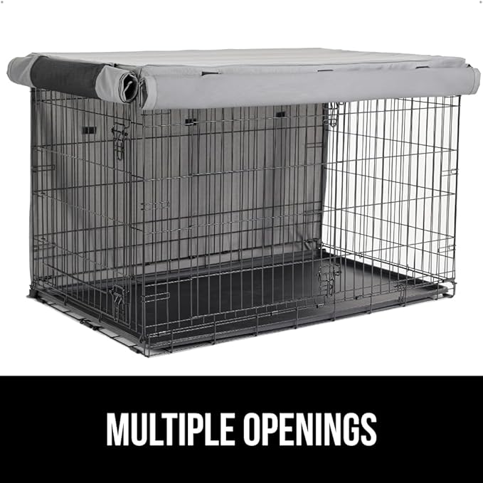 GORILLA GRIP Dog Crate Covers Compatible with Amazon Basics Dog Crates, All Sides Open, Privacy Cover Fits 42" Wire Kennel, Breathable Mesh Windows, Light Reducing Puppy Training Cage Topper, Gray